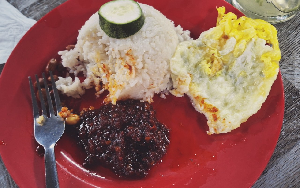 Nasi lemak sambal telur mata Bagan Pinang Satay House Port Dickson