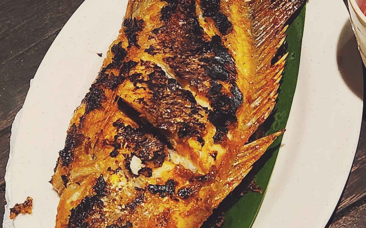 Ikan siakap bakar sambal petai Restoran Ikan Bakar Sungai Rembau