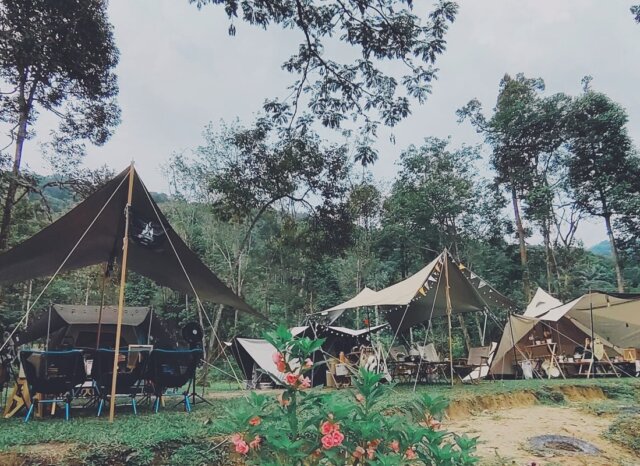 Susunan Khemah Keluarga di Atas Padang Rumput Rapi Masha and The Bear Campsite Chembong